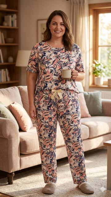 Women’s Comfortable Cotton T-Shirt & Pants Set ست تشرت شلوار نخی راحتی زنانه