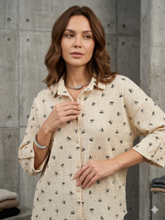 شومیز آستین سه ربع نخی اعلا مدل پاپیون Three-Quarter Sleeve Premium Cotton Blouse – Bow Tie Model