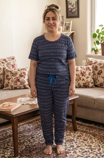 Women’s Comfortable Cotton T-Shirt & Pants Set ست تشرت شلوار نخی راحتی زنانه