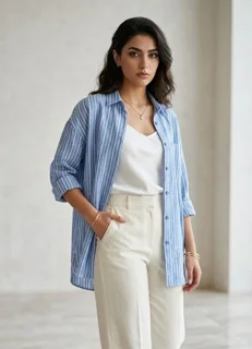 شومیز نخ پنبه راه راه خنک و شیک│Cool & Stylish Striped Cotton Blouse
