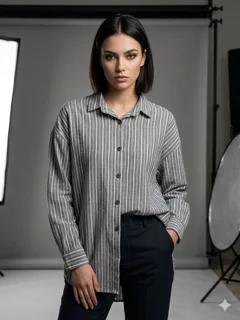 شومیز نخ پنبه راه راه خنک و شیک│Cool & Stylish Striped Cotton Blouse