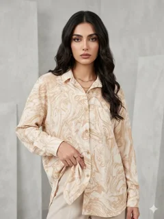 شومیز نخی طرح آبرنگی│Watercolor Pattern Cotton Women’s Blouse