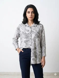 شومیز نخی طرح آبرنگی│Watercolor Pattern Cotton Women’s Blouse