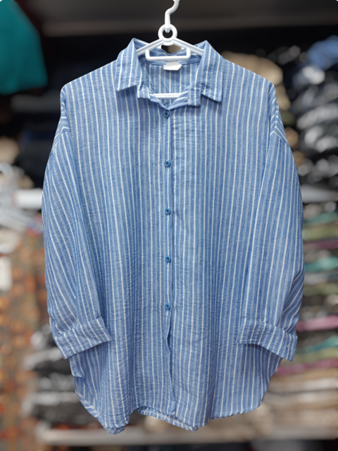 شومیز نخ پنبه راه راه خنک و شیک│Cool & Stylish Striped Cotton Blouse