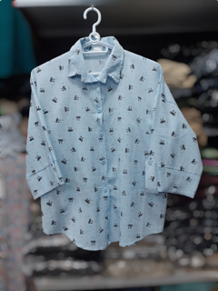 شومیز آستین سه ربع نخی اعلا مدل پاپیون Three-Quarter Sleeve Premium Cotton Blouse – Bow Tie Model
