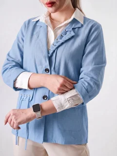 مانتو کتان زنانه یقه انگلیسی