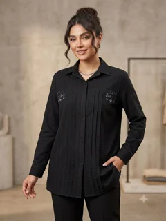 شومیز مشکی گلدوزی با کیفیت